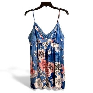 ⭐️ In Bloom By Jonquil Blue Lace Floral Rayon Slip Dress - PTP 19